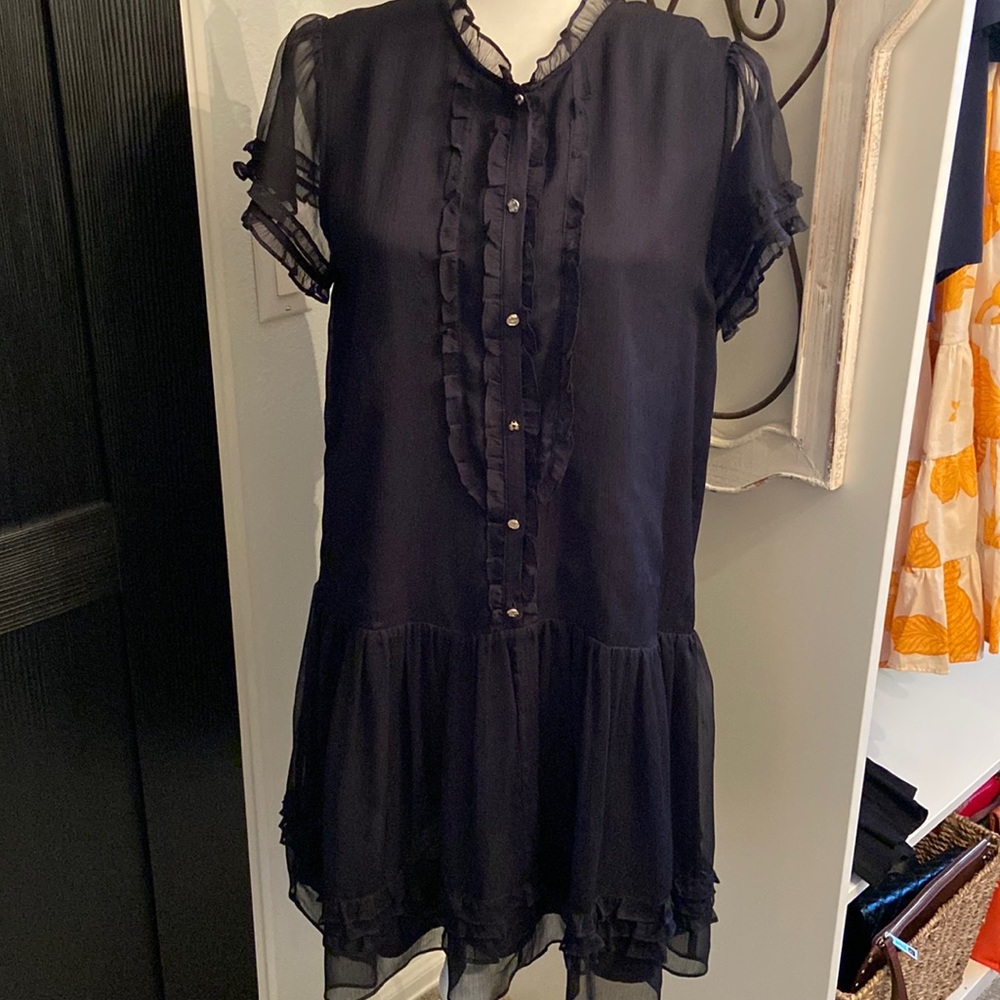 Navy shear sleeved loose dress